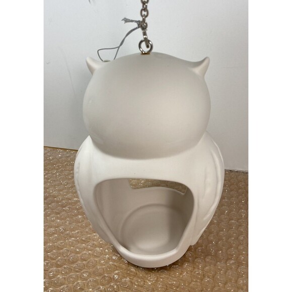 Midwest-CBK White Bisque Ceramic Owl Tealight Candle Holder 7.5 Inches Tall - Picture 3 of 7